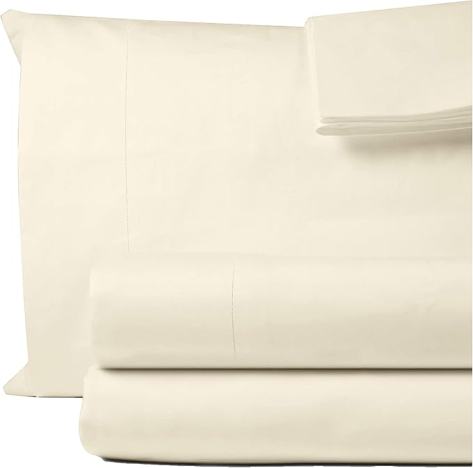 100% Egyptian Cotton King Sheet Set 1000 Thread Count Ivory Luxury Hotel Soft and Smooth King Size Bed Sheets Set 16" Deep Pocket Extra Long Staple Cotton Sateen Weave Bedding - 4 Piece