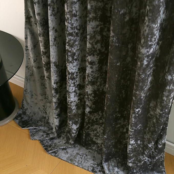 Velvet Blackout Curtains Soft Luxury 2 Panels Curtains for Bedroom Nursery Patio Doors Rod Pocket Back Tab Drapes Curtains for Living Room,52 by 96Inch,Grey