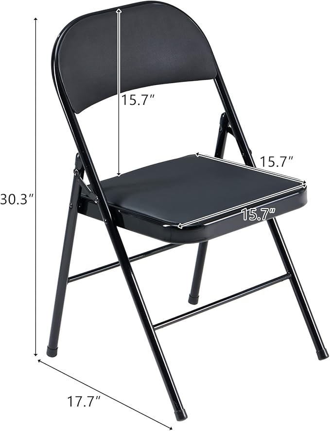 Karl home 10 Pack Black Folding Chairs with Padded Seats for Outdoor & Indoor, Portable Stackable Commercial Seat with Steel Frame for Events Office Wedding Party, 330lbs Capacity