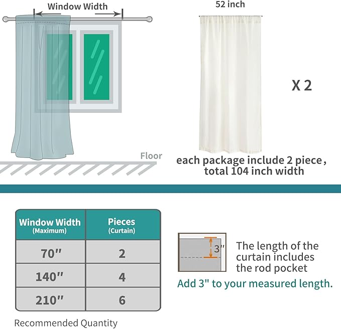 BGment Oatmeal Semi Sheer Curtains for Living Room 84 Inch Length 2 Panels Set - Rod Pocket Linen Drapes Camel Light Filtering Window Treatments for Bedroom Dining Farmhouse Lightweight, 52 X 84 Inch