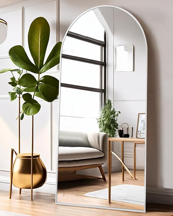 Floor Mirror, Full Length Mirror with Stand, Arched Wall Mirror, 27"x71"Mirror Full Length, Floor Mirror Freestanding, Wall Mounted Mirror for Bedroom Living Room, Silver