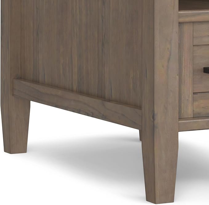 SIMPLIHOME Ela Solid Wood 14 inch Wide Rectangle Transitional Narrow End Table in Smoky Brown for The Living Room and Bedroom