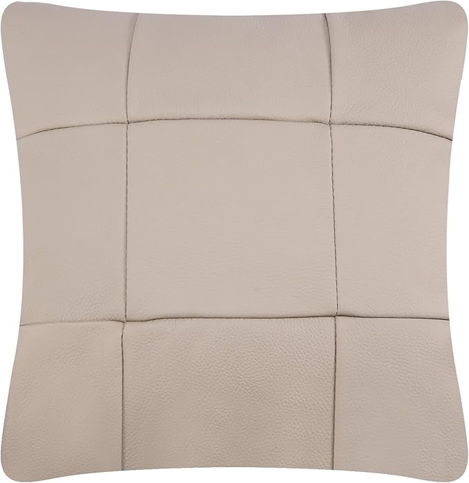 Kidol & Shellder Genuine Leather Throw Pillow Cover 18x18 Modern Solid Lumbar Pillow Covers-Luxury Pillowcases for Couch Sofa Bed-Soft Durable Decorative Cushion Case with Hidden Zipper(Yellow Gray)