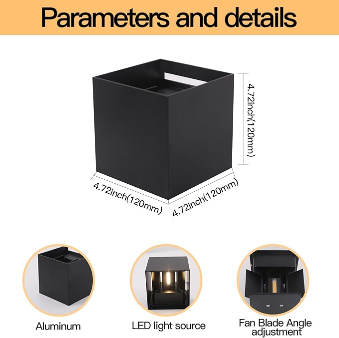 Outdoor Wall Lights Exterior,20W Up and Down Lights Outdoor Modern Wall Light 3000K Waterproof Wall Mount Exterior Lighting Fixtures Suitable for Indoor and Out Door Use 4.72inch Black 1 Pack