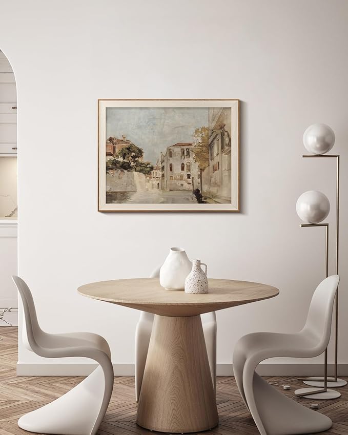 InSimSea Framed Canvas Wall Art Classical Cityscape Artwork Wall Decorations View of Venice Canvas Prints Bathroom Pictures Farmhouse Office Home Wall Decor 16x20In