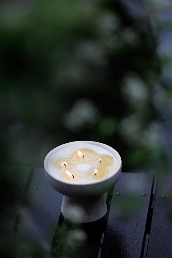 BLUEME Palo Santo & Vetiver, Luxury Candle w/Essential Oils, 6 Wick, Hand-Poured Soy, Cotton Wick, Ceramic