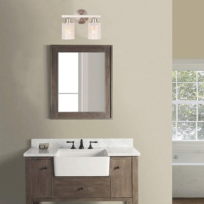 ALICE HOUSE 12.2" Vanity Lights, 2 Light Wall Sconce Lighting, Brushed Nickel Bathroom Lights Over Mirror, Bathroom Lighting, ETL Listed, AL9082-W2