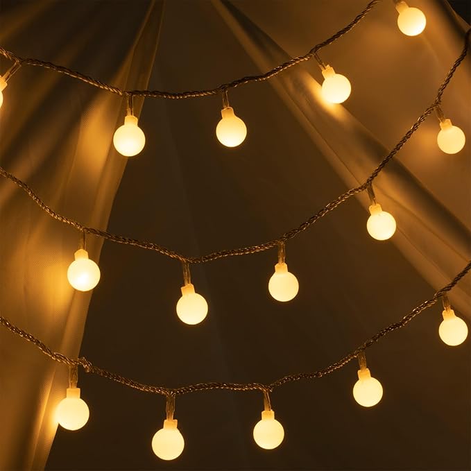 Ogrmar 49 ft 100 LED Globe Ball String Lights 8 Modes Fairy String Lights with Remote, Timer Function & Connectable for Indoor Outdoor Wedding Birthday Christmas Tree Garden Decor (100, Warm White)