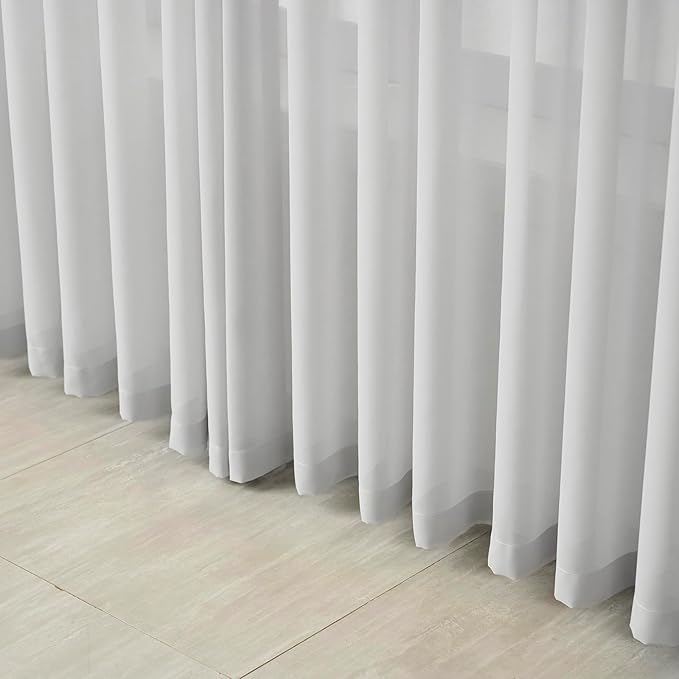 Solid Color Sheer Window Curtains 96 Inches Long 1 Panel Pinch Pleated Sheer Curtains for Bedroom Living Room Lightweight Light Filtering Gray Sheer Curtains, W52 x L96, Grey