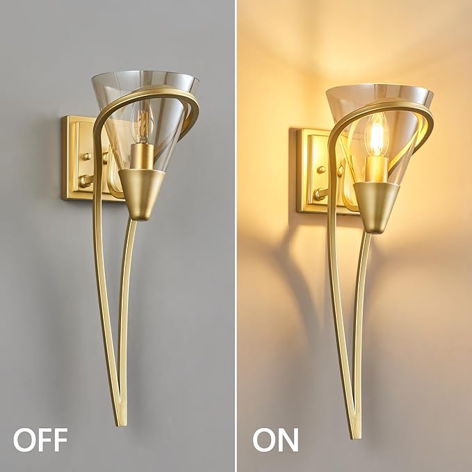 Modern Gold Wall Sconce E12 Torch Decorative Wall Lights Industrial Wall Lights for Bedroom Bathroom Living Room Hallway