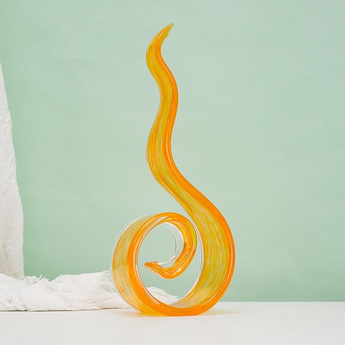 11.4" Tall Hand-Blown Glass Sculpture Murano-Style Sculpture Art Ornament Statue Figurines Home Decor Accent Piece Coastal Ocean Nautical Home Decor,Shelf,TV Stand,Tabletop Centerpieces,Wonderful Gift