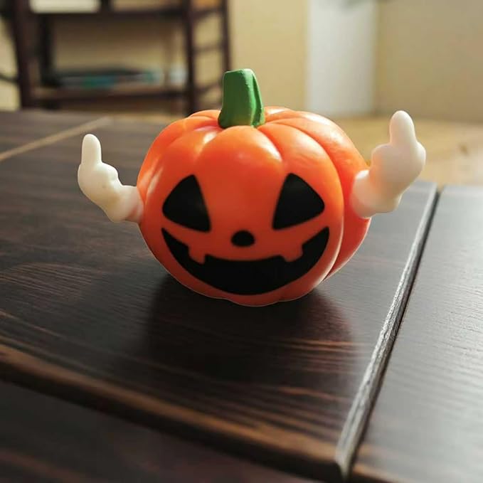 Halloween Pumpkin Figurines Decor Cute Resin Home Decor Statue Funny Ghost Middle Finger Gestures Desk Ornaments Fall Thanksgiving for Home Office Table Decorations