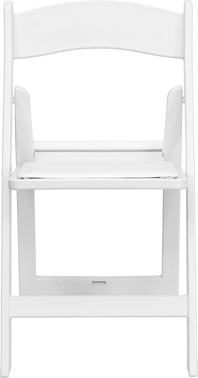 EMMA + OLIVER Folding Chair - White Resin – 2 Pack 800LB Weight Capacity Comfortable Event Chair - Light Weight Folding Chair