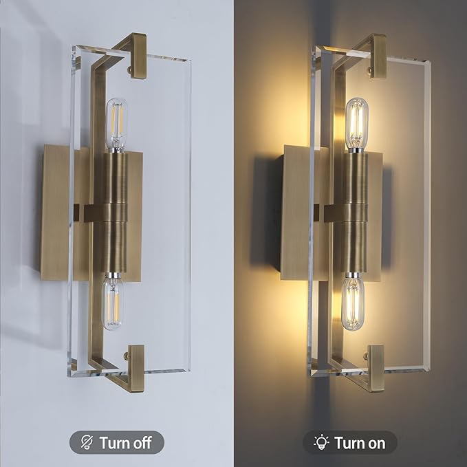 Crystal Vanity Wall Sconces Lights for Bathroom 13.5in Gold Sconces Wall Lighting,Modern Brass Vanity Lights Fixture,Luxury Indoor Wall Sconce for Bedroom,Hallway,Staircase,Living Room,Dining Room