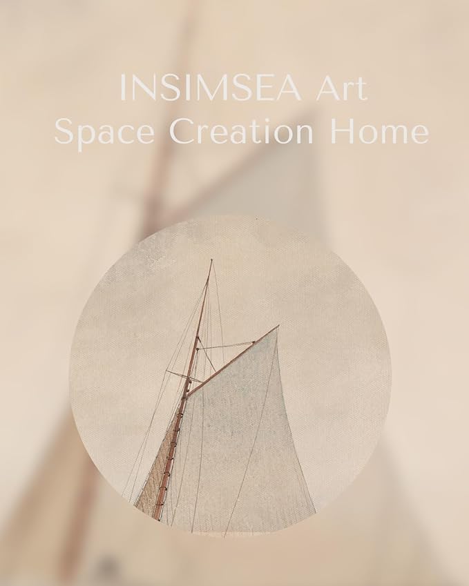 InSimSea Framed Canvas Wall Art of Large Coastal Sailboat - Classical Art for Living Room and Bedroom, White Sailboat Sea Painting, Home Decor Artwork 12x16In