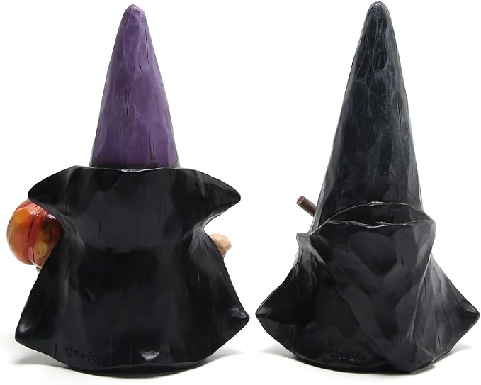 Hodao 2pcs Halloween Gnomes Decorations Handmade Scandinavian Gnome Ornaments Halloween Witch Firgurines Decor Pumpkin Home Table Decorations Gifts (Black)