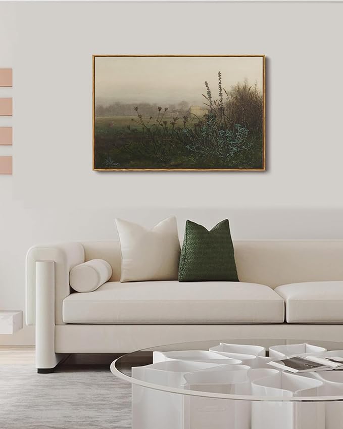 KISSFOX Vintage Wall Art Framed Retro Rustic Landscape Painting Canvas Prints Farmhouse Floral Country Scenery Picture Home Office Decor Bathroom Bedroom Living Room