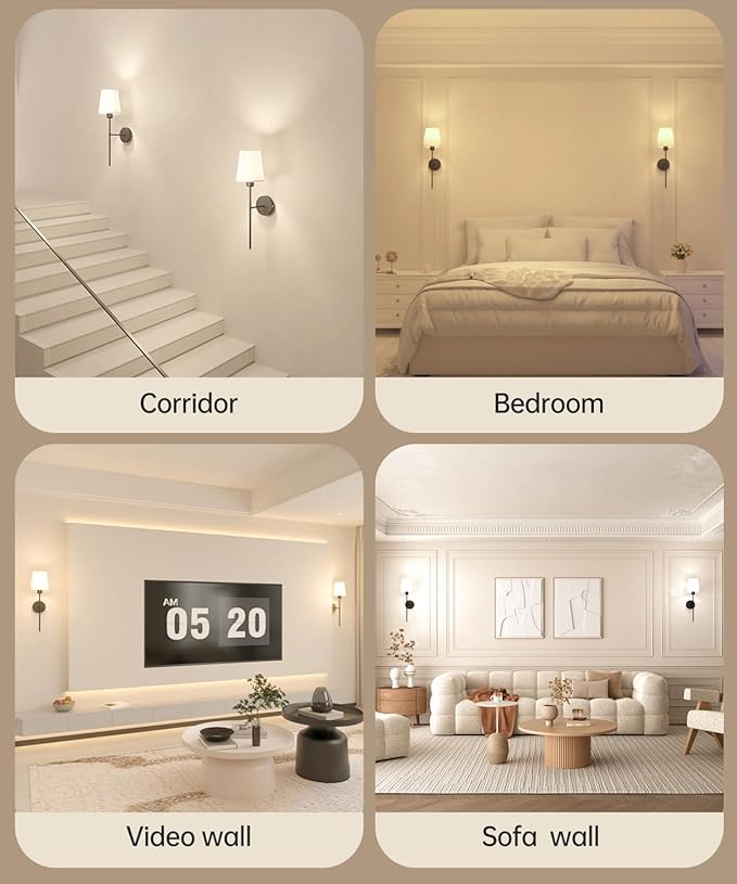 Battery Operated Wall Sconce Set of 2,Rechargeable Wall Lights with Dimmable Detachable Bulbs and Remote,15 Colors Wireless Wall Lamps for Bedroom Living Room Hallway,Black(2 Pack)