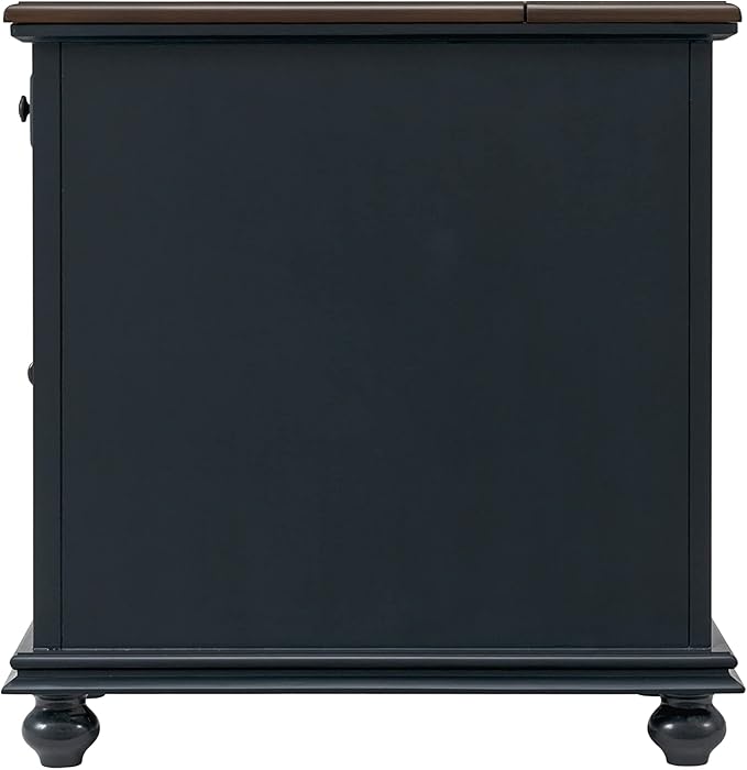 Martin Svensson Home Elegant Chairside End Table, 24 in x 16 in x 25 in, Blue with WalnutTop
