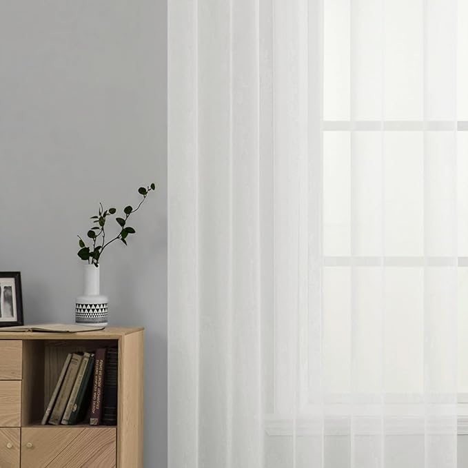 MIULEE Ivory Window Sheer Curtains for Bedroom Living Room Solid Elegant Net Drapes 2 Panels Width 42 x Length 72 Inches