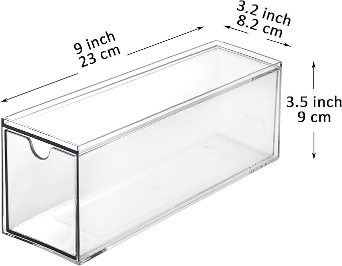 Youngever 3 Drawers Plastic Kitchen Pantry Stackable Storage Organizer, Plastic Tea Packet Organizers, Stackable Tea Bag Holder, 9" x 3" x 3.5"