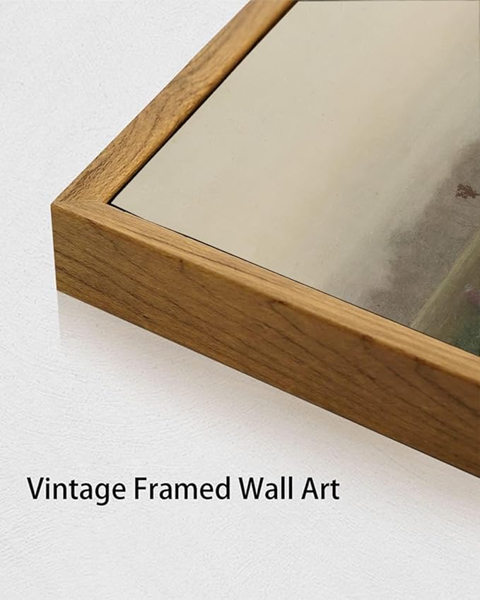 KISSFOX Framed Vintage Landscape Wall Art Natural Scenery Canvas Prints Colorful Painting Artwork Rustic Farmhouse Pictures Decor Living Room Office Bedroom Bathroom Kitchen