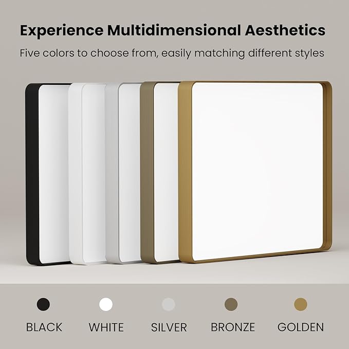 Gold Bathroom Mirror, 24x32 Inch Brushed Gold Metal Frame Mirror for Wall, Rounded Rectangle Bathroom Vanity Mirror, Tempered Glass, Anti-Rust, Horizontal/Vertical
