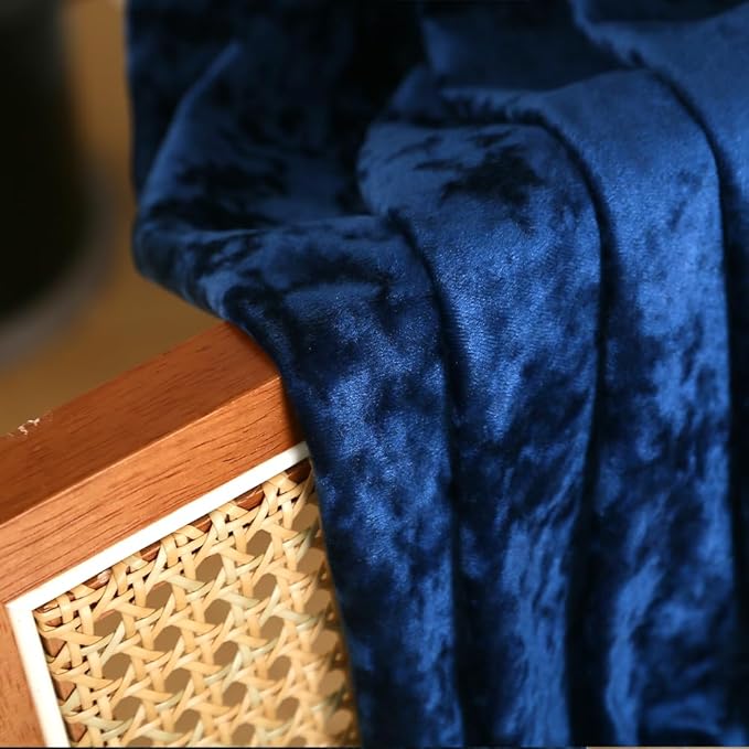 Blackout Curtains 2 Panels Soft Luxury Velvet Curtains for Bedroom Nursery Patio Doors Rod Pocket Back Tab Drapes Curtains for Living Room,52 by 84Inch, Navy Blue