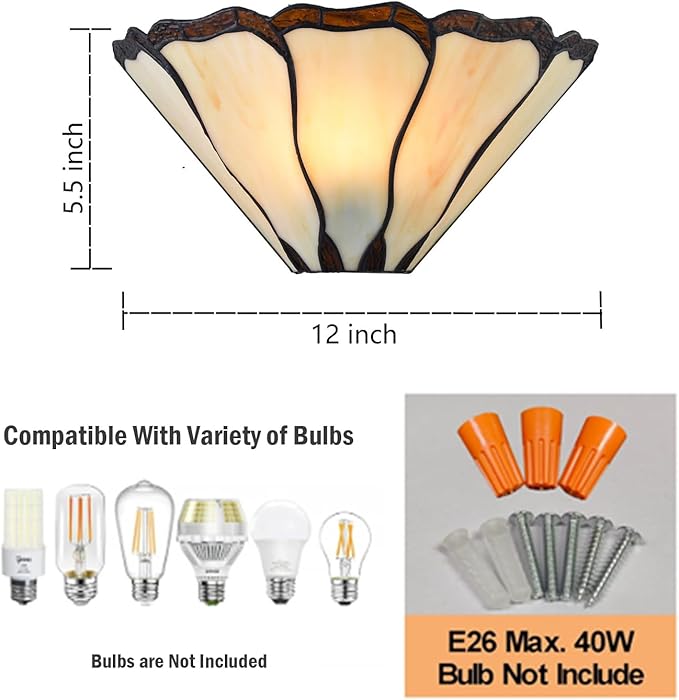 Tiffany Wall Sconces Stained Glass Antique Vintage Mission Style Wall Lighting for Living Room Bedroom Corridor Hallway Home Decor