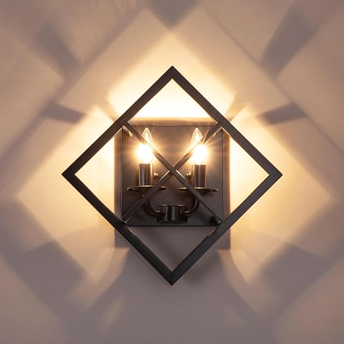 Farmhouse Wall Sconce,Rustic Wall Sconces Indoor Wall Light Fixtures 17.8in for Stairway, Living Room, Bedroom, Bathroom (2 Light,E12 Base, No Bulbs,1 Pack)
