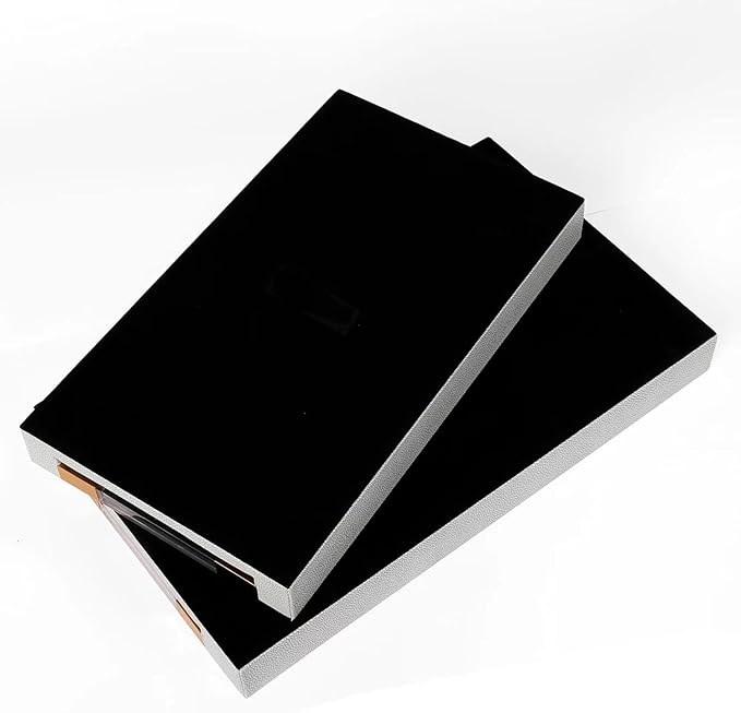 Ottoman Tray Shagreen Decorative Tray Serving Tray with Acrylic Gold Handles, 2 Pack Large Ice Blue Coffee Table Tray for All Occations Home Decor