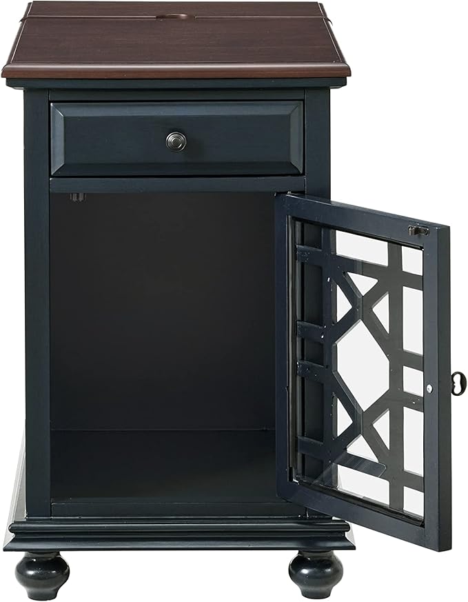 Martin Svensson Home Elegant Chairside End Table, 24 in x 16 in x 25 in, Blue with WalnutTop