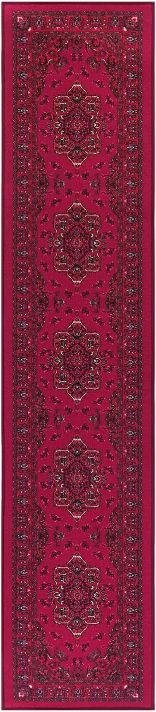 Antep Rugs Alfombras Oriental Traditional 2x10 Non-Skid (Non-Slip) Low Profile Pile Rubber Backing Indoor Runner Rugs (Pink, 2' x 10')