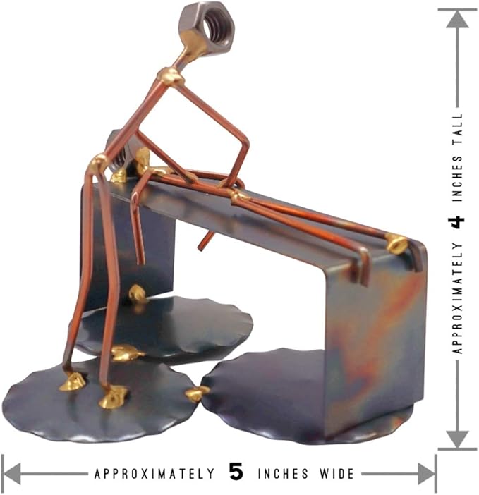 Massage Therapist - Handmade Metal Figurine - Hand Welded Metal Art and Recycled Metal Sculptures - Unique Desk Accessories, Medical Office Decor, & Massage Therapist Gifts