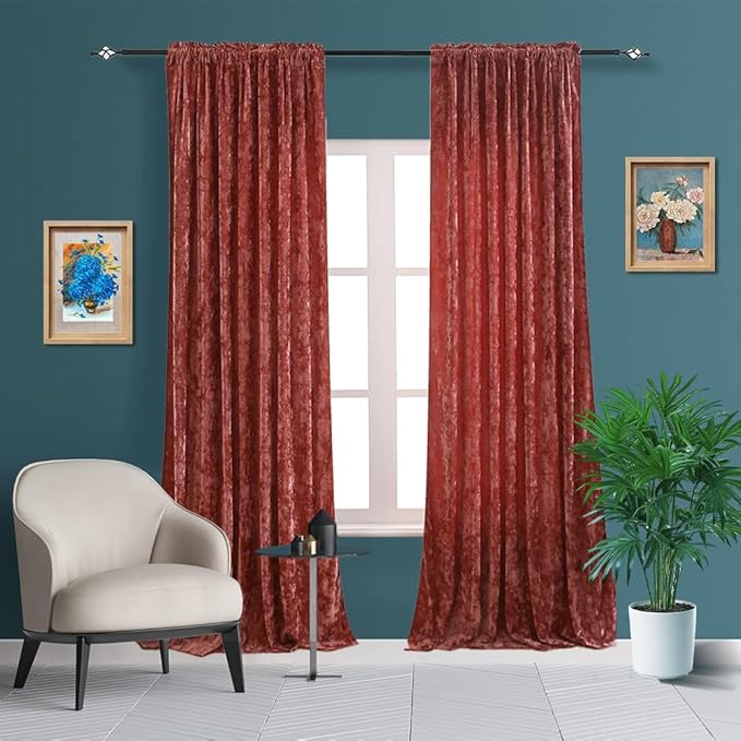 Velvet Blackout Curtains Soft Luxury 2 Panels Curtains for Bedroom Nursery Patio Doors Rod Pocket Back Tab Drapes Curtains for Living Room,52 by 108 Inch,Mauve Pink