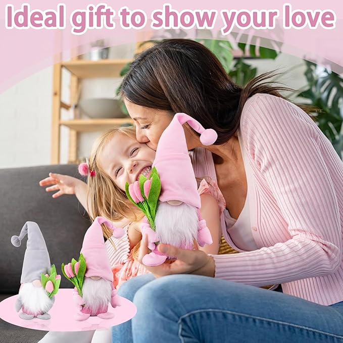 Gnome Plush Decorations,15 inch Gnomes Decorations for Home,Fall Gnomes Plush Table Decoration Gnome Gifts for Women Thaksgiving Christmas Gnome Decor Gifts,Pink