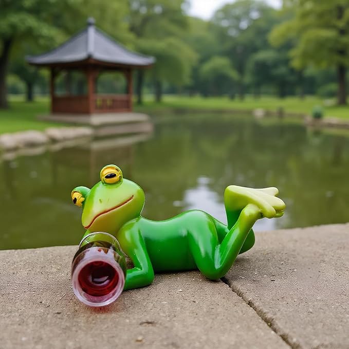 Frog Figurine Garden Decor for Outside, Plant Decorations for Pots, Fairy Garden Figurines for Lawn Ornaments, Yard Decorations Outdoor Statue, Frog Gifts for Women