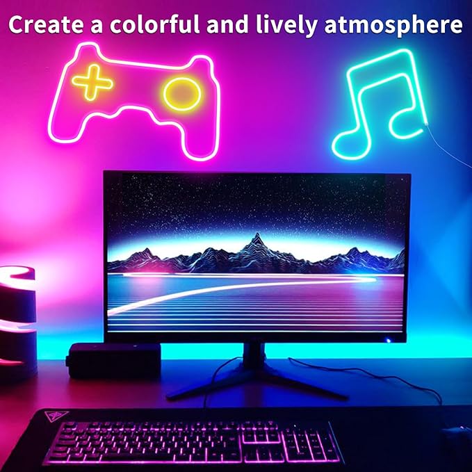 66FT Led Neon Rope Lights Control with App/Remote,Flexible Led Rope Lights,Multiple Modes,IP65 Outdoor RGB Neon Lights Waterproof,Music Sync Gaming Led Neon Strip Lights for Bedroom Décor