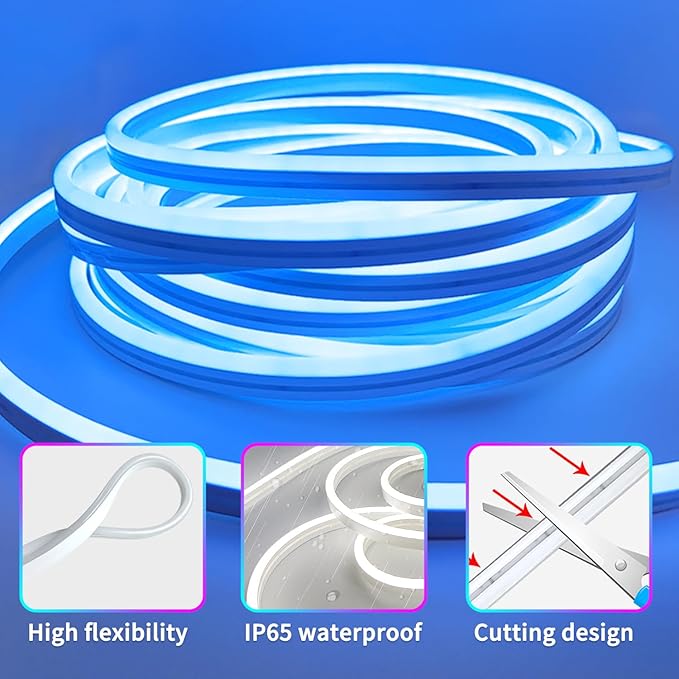 66FT Led Neon Rope Lights Control with App/Remote,Flexible Led Rope Lights,Multiple Modes,IP65 Outdoor RGB Neon Lights Waterproof,Music Sync Gaming Led Neon Strip Lights for Bedroom Décor