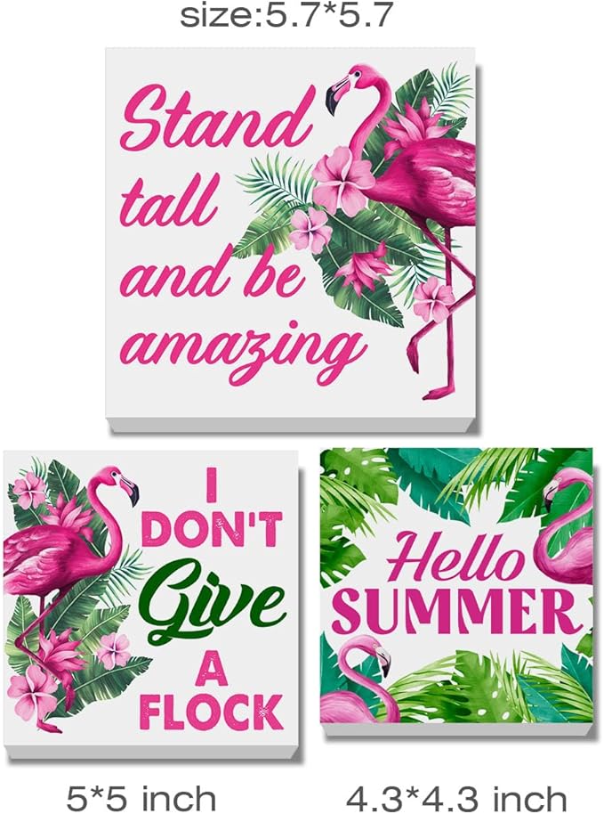 Summer Flamingo Decor for Home Flamingo Themed Tiered Tray Decor 3 Pcs Decorative Wood Box Signs Table Desk Shelf Decoration