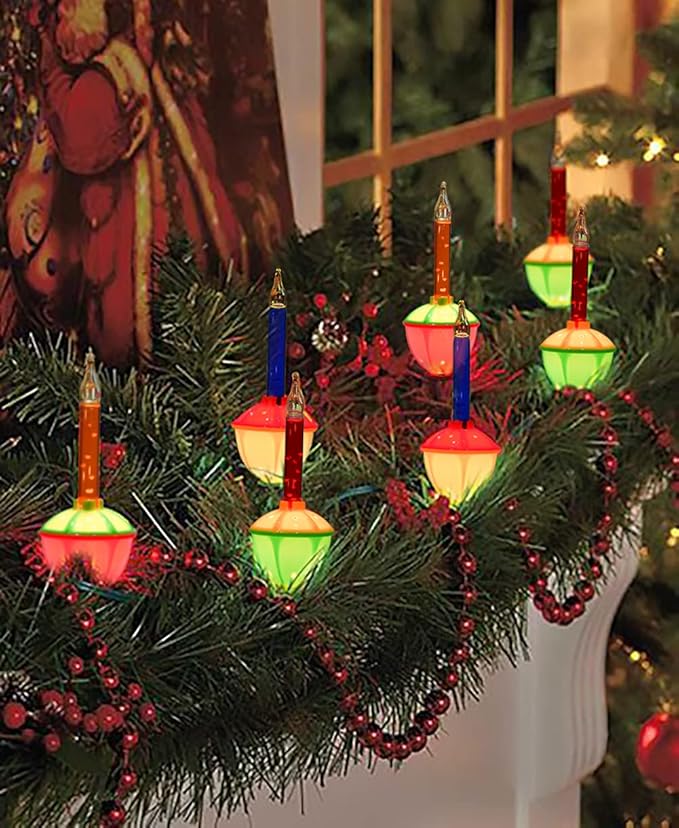 SUNSGNE Christmas Bubble Lights, 8.8Ft Vintage Bubble Lights with 10 Multicolor Bubble Bulbs(1 Spare) for Holiday Christmas Tree Lighting, E12 Base, Green Wire