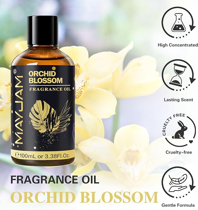 Orchid Blossom Fragrance Oil Essential Oil, MAYJAM 3.38FL.OZ Orchid Blossom Oil for Diffusers for Home, Long Lasting Scented Oils for Soap Candle Making - 100ML