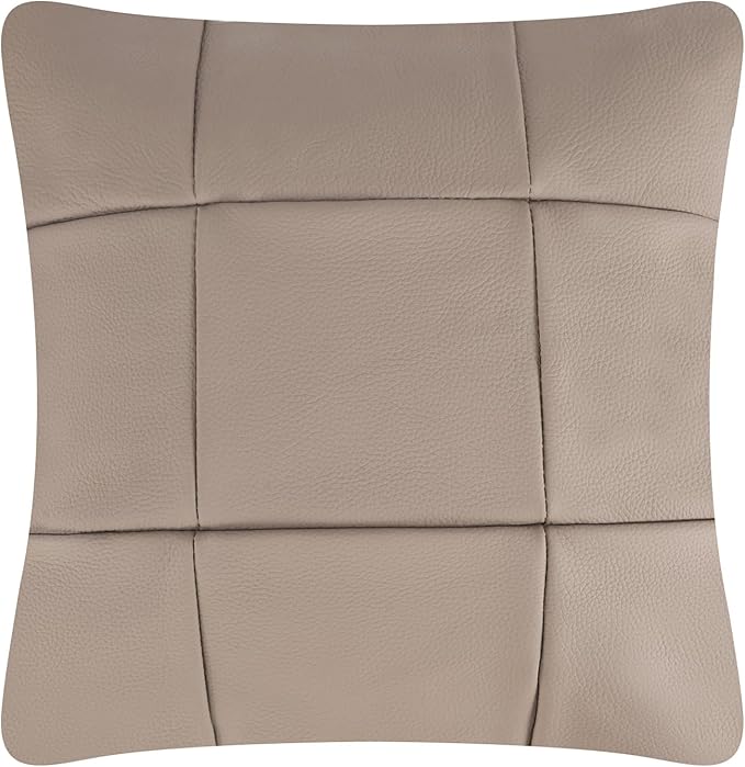Kidol & Shellder Genuine Leather Throw Pillow Cover 18x18 Modern Solid Lumbar Pillow Covers-Luxury Pillowcases for Couch Sofa Bed-Soft Durable Decorative Cushion Case with Hidden Zipper(Africano)