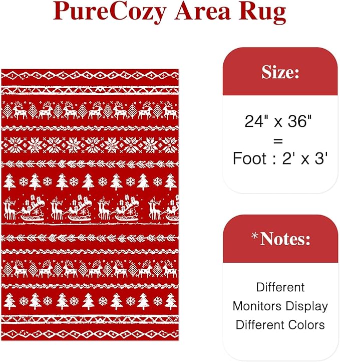 Christmas Area Rug 2x3 Red Entryway Carpet Washable Xmas Snowflake Holiday Decor Doormat Kitchen Decorative Non Slip Soft Low Pile Small Carpet Indoor Throw Rug Bedroom Entrance Bathroom