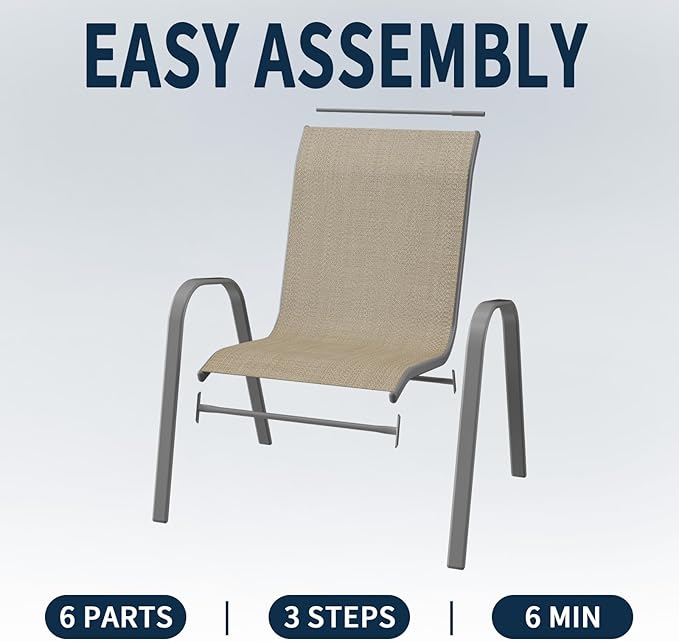 Amopatio Patio Chairs Set of 8, Outdoor Stackable Dining Chairs for All Weather, Brown, Breathable Garden Outdoor Furniture for Backyard Deck