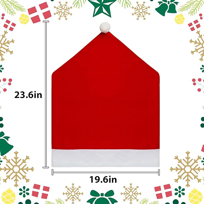 Christmas Chair Covers Hat Chair Back Covers for Xmas Holiday Chair Covers Set of 2, Stretch Parsons Chair Slipcovers Removable Washable Kitchen for Home Hotel Banquet Holiday Decoration