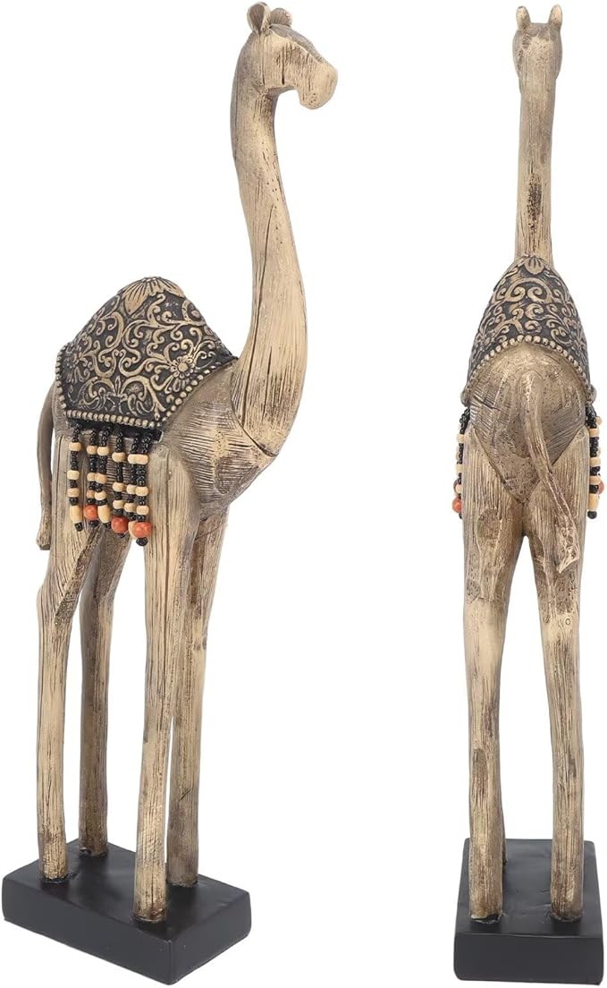 Camel Statue Resin Camel Figurine 5.90x2.55x16.14in Desert Animal Figurines Retro Style Room Decor Exquisite Living Room Decor for Home Office Decor (L)