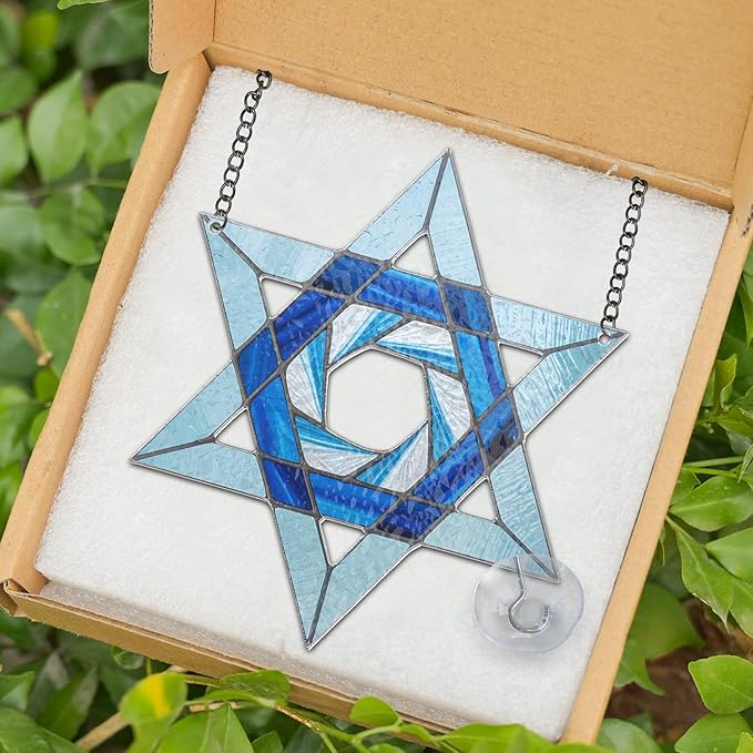 Hanukkah Suncatchers for Windows - Star of David Ornament, Personalized Hanukkah Ornaments, Jewish Star Acrylic Window Suncatchers, Jewish Christmas Ornaments