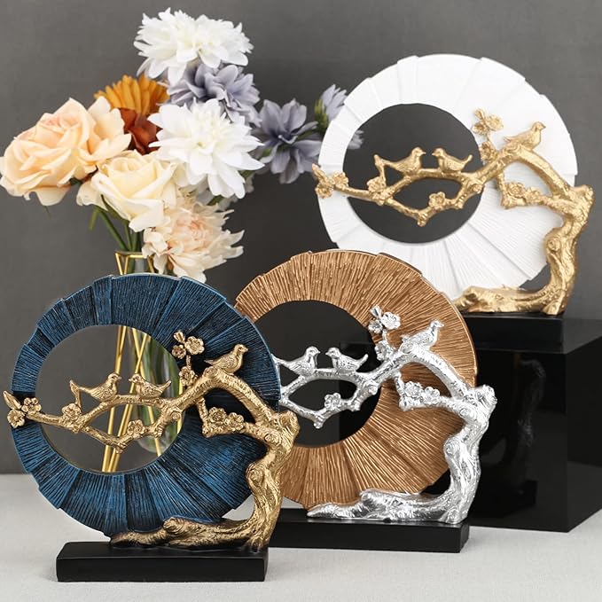 DOVDOV Gold Bird Statue Decor, Gold and White Home Decor, Bird Sculpture Home Decor for Bookshelf Office Shelf on Coffee Table TV Cabinet entryway entryway Decor.