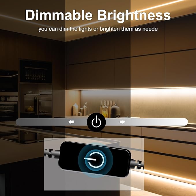 COB LED Strip,LED Strip Lights 5M/16.4ft,Touch Dimmable LED Strips,CRI90+,2700K Warm White cob led,1600LEDs,24V LED Tape Lights,Indoor for Bedroom, Kitchen, TV, Mirror,Cabinet